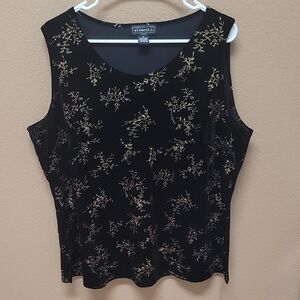 Elementz Black Tank Top with Gold Floral Design 💛🖤